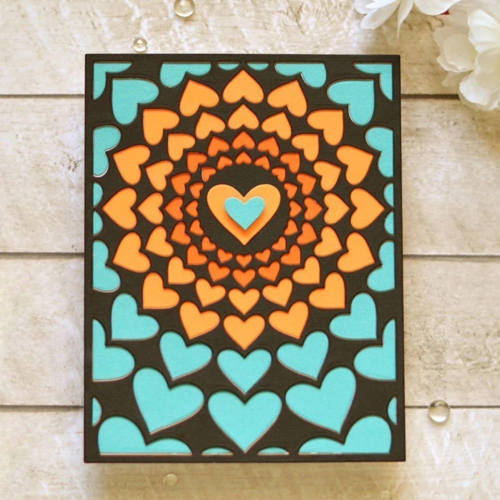 Radiating Hearts Background Cutting Die