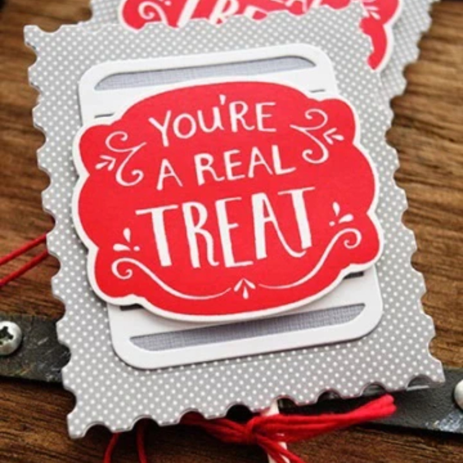 Rectangular Postage Stamp Frame w Hearts Cutting Dies