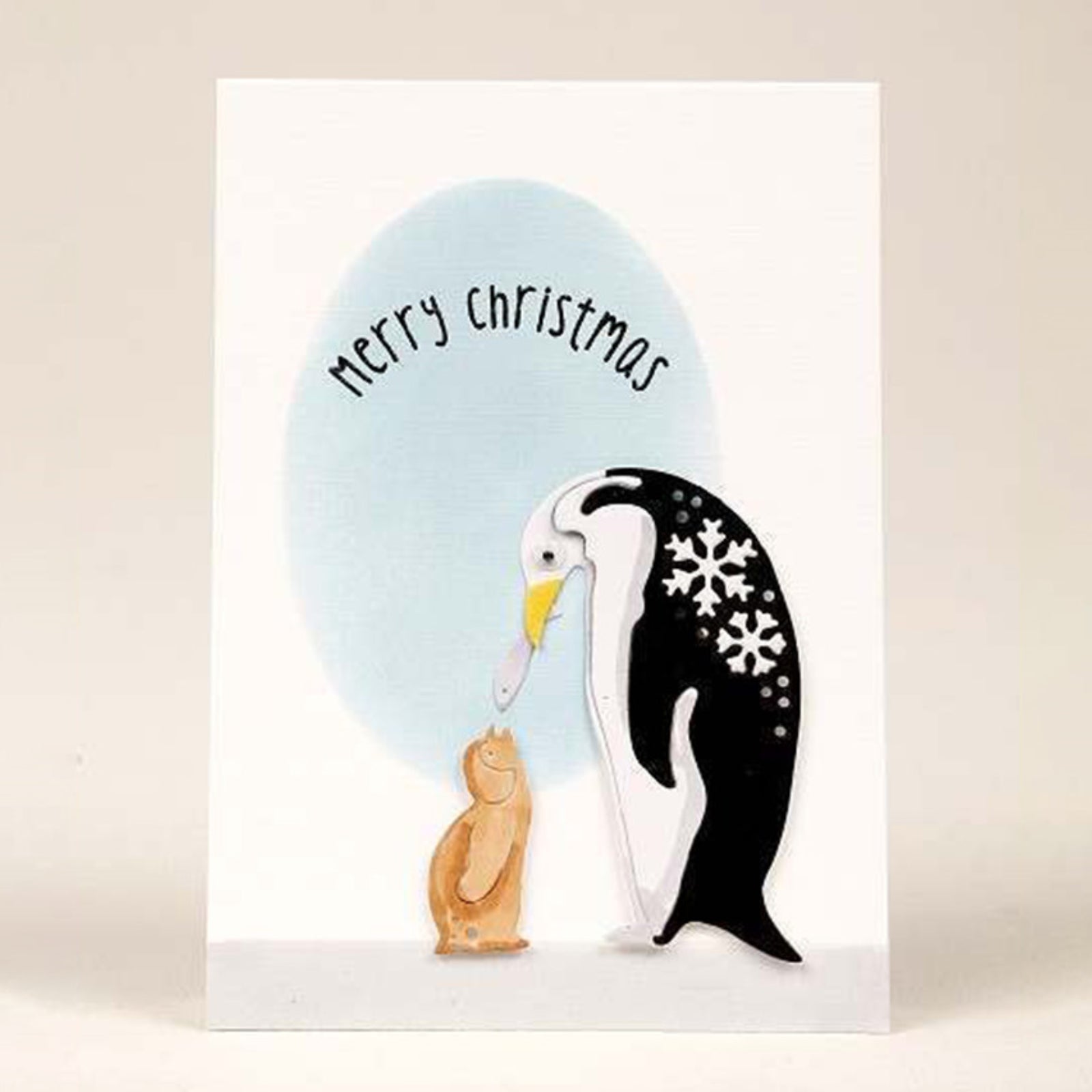 Parent & Baby Penguins w Snowflakes & Fish Cutting Dies