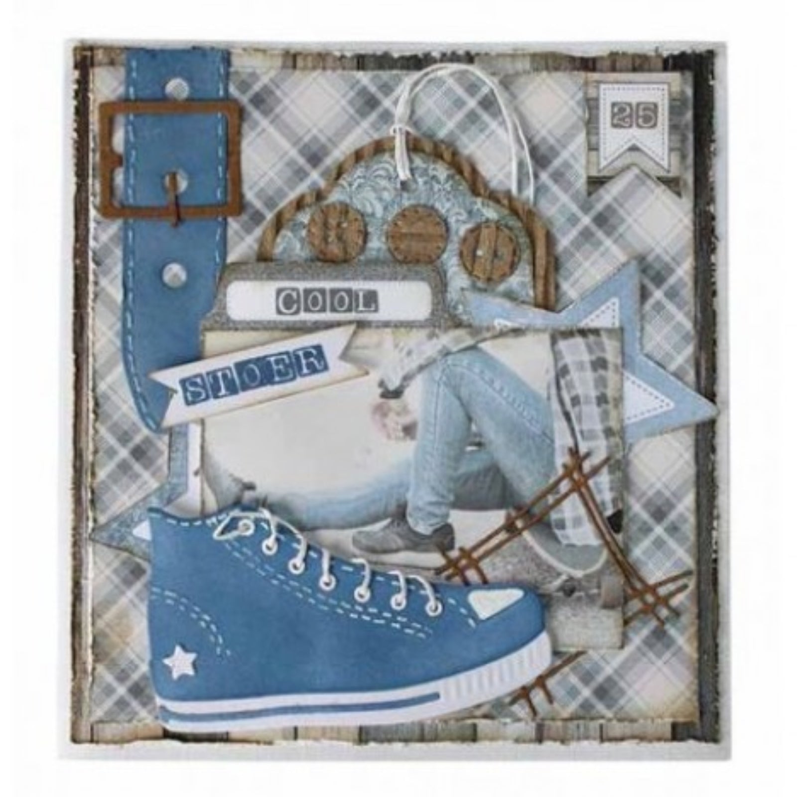 Stitched Jeans Pocket & Belt w Buttons, Buckles, Rivets Cutting & Embossing Dies