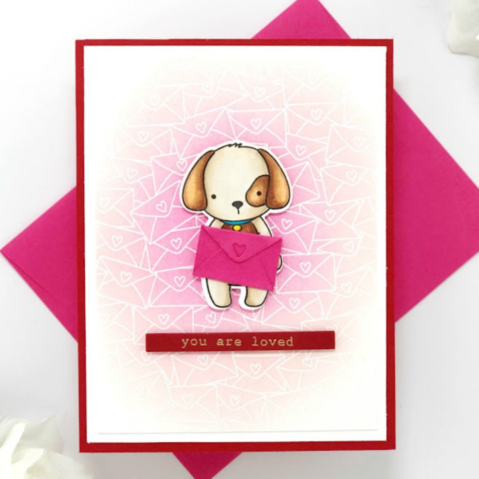 Sending Love Mail Envelopes Square Background Stamp