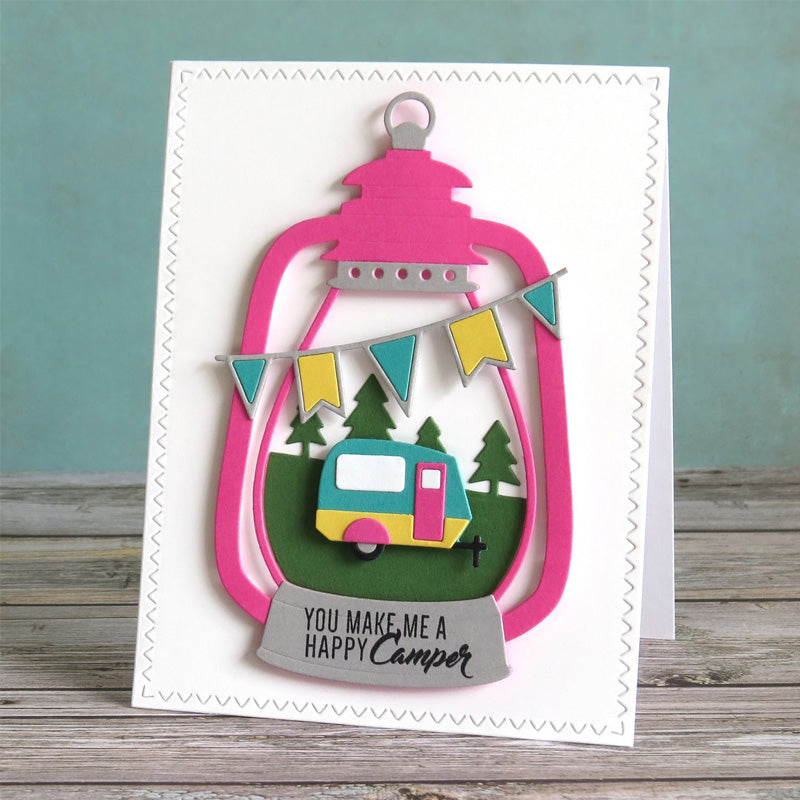 Lantern w Mini Camping Scene Cutting & Embossing Dies