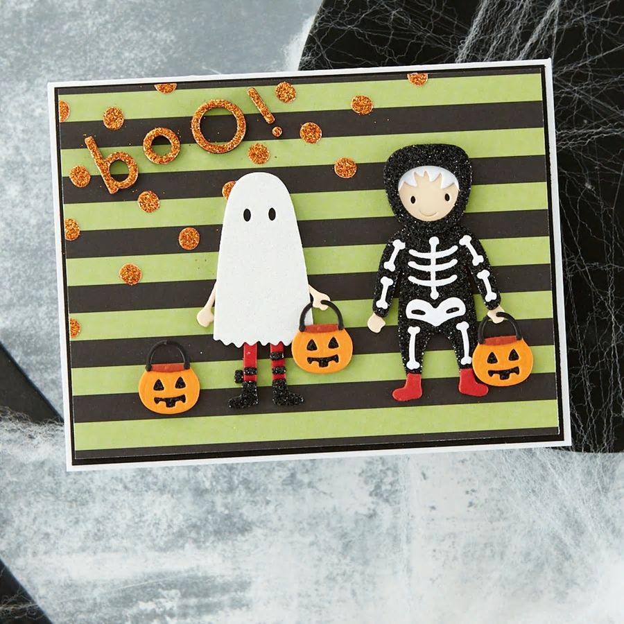 Halloween Ghost Boo!, Skeleton, and Kid Trick or Treat Costumes Cutting Dies