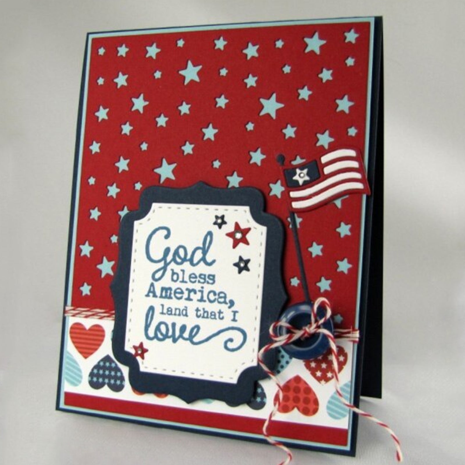 Small American Flag w Pole Cutting & Embossing Dies