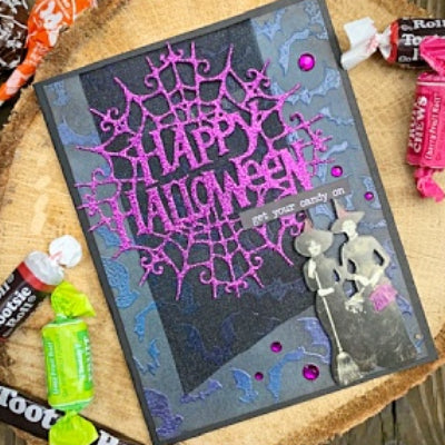 Happy Halloween Gothic Spiderweb Sentiment Cutting Die