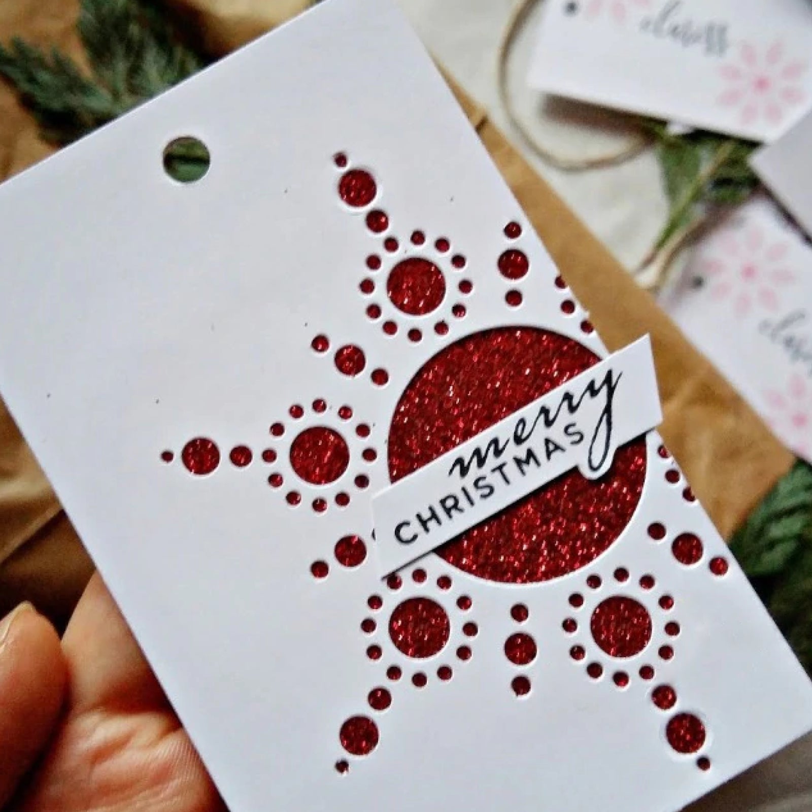 Cutout Dots Snowflake w Solid Snowflake Cutting Die