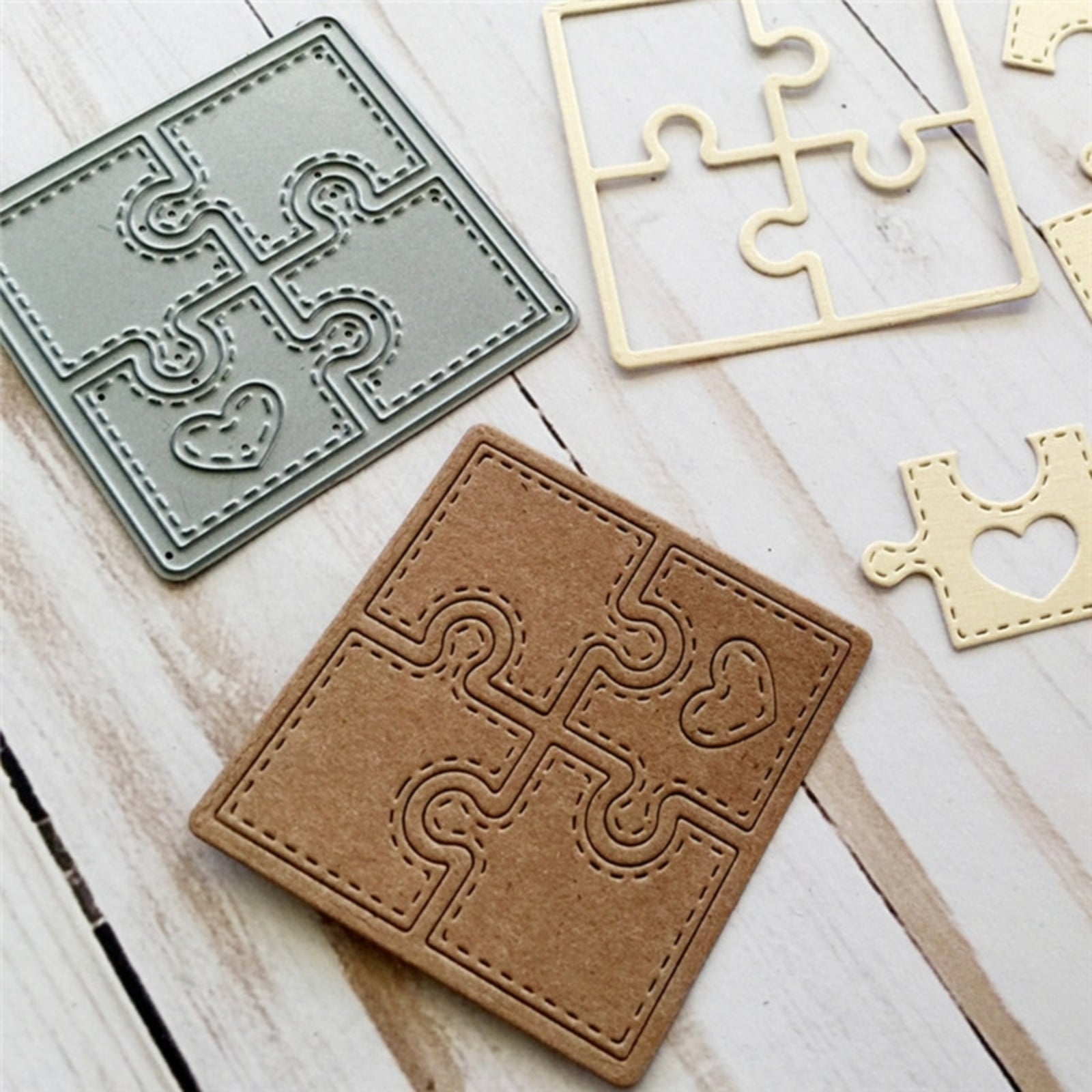 You Complete Me Square Stitched Puzzle w Heart Cutting Die