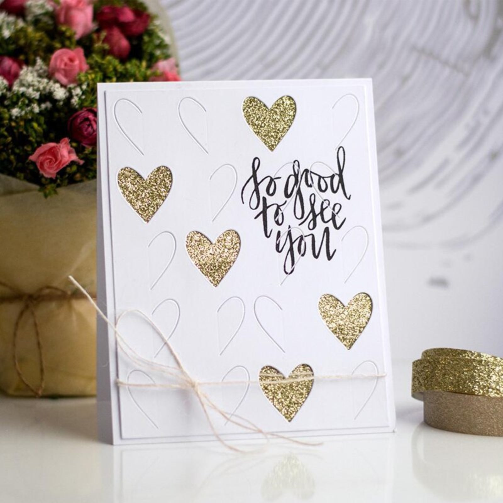 Folding Hearts 3D Background Cutting Die