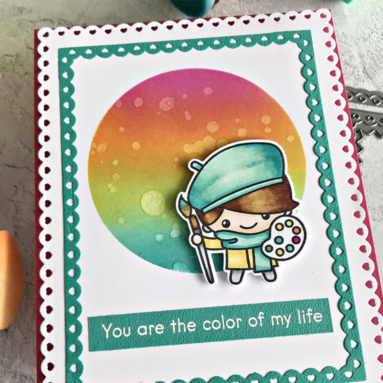 Hearts Edged Rectangle w Frames Stars Burst Cutting Dies