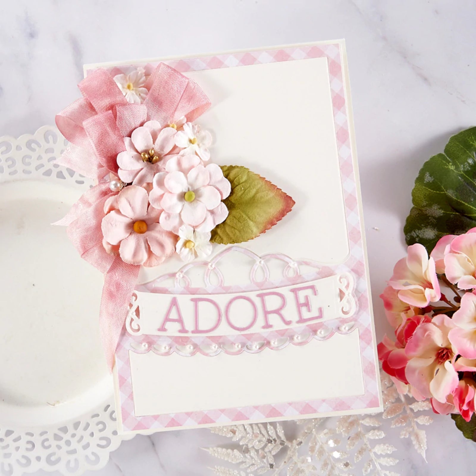 One of a Kind Banner Background w Alphabet Cutting & Embossing Dies