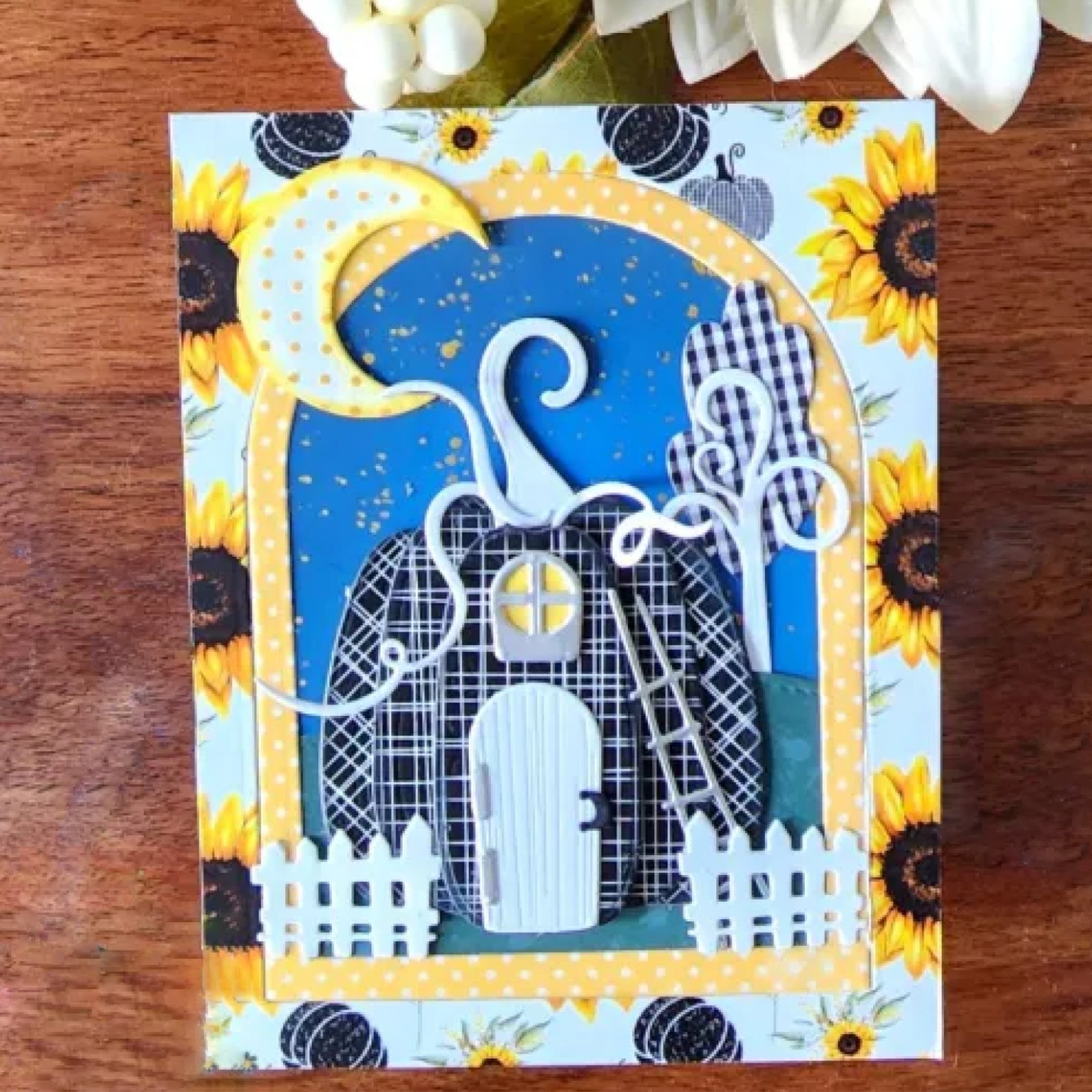 Build It Pumpkin House w Trees, Fences, & Stars Cutting Dies