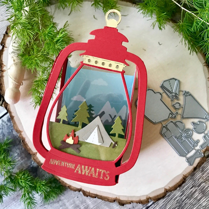 Lantern w Mini Camping Scene Cutting & Embossing Dies