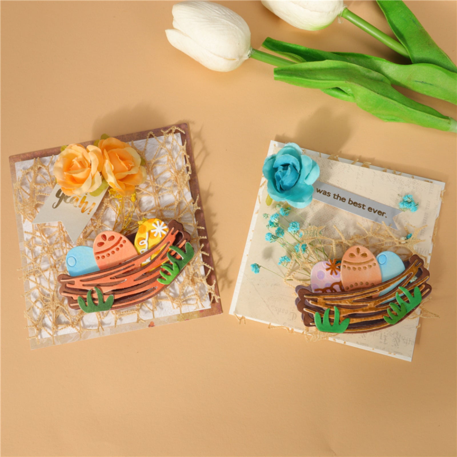 Easter Eggs w Nest & Grass Tuffs Cutting Dies