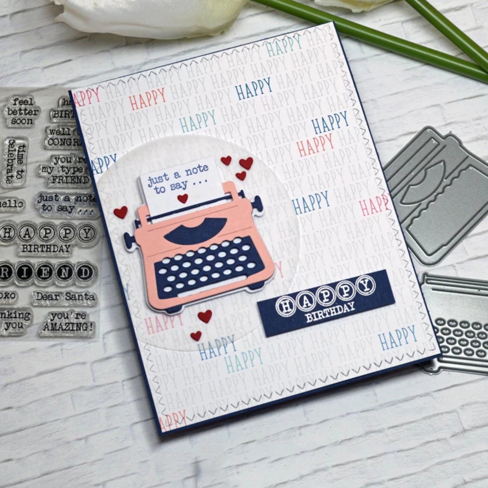 You’re My Type Typewriter w Hearts & Numbers Small Cutting Dies & Stamps Set