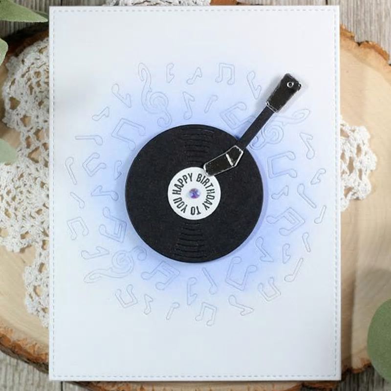Classic Vinyl Music Record Cutting Dies with Coordinating Stamp Set