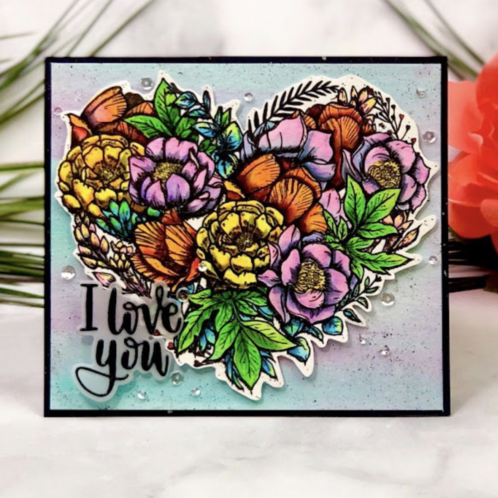 I Love You w Shadow Sentiment Phrase Cutting Dies