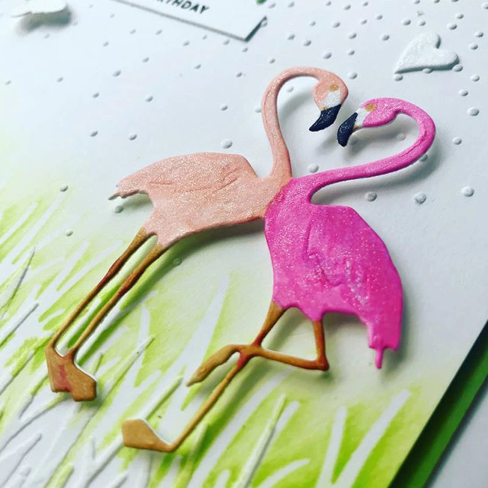 Flamingo Couple w Heart Cutting Dies