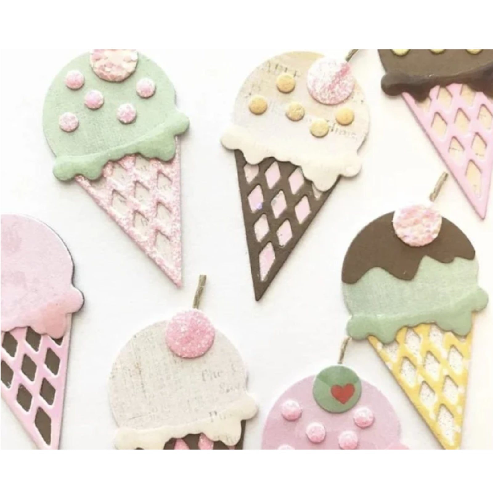 Little Ice Cream Scoop w Sugar Cone Layering Cutting & Embossing Dies