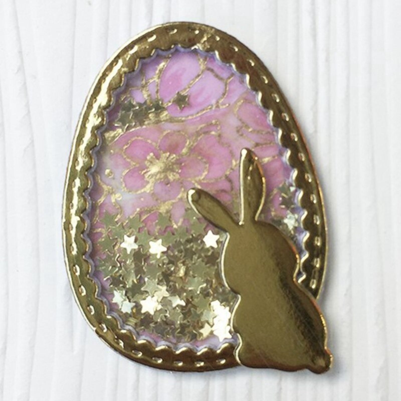 Stitched Easter Egg / Balloon Shaker w Bunny Cutting Dies