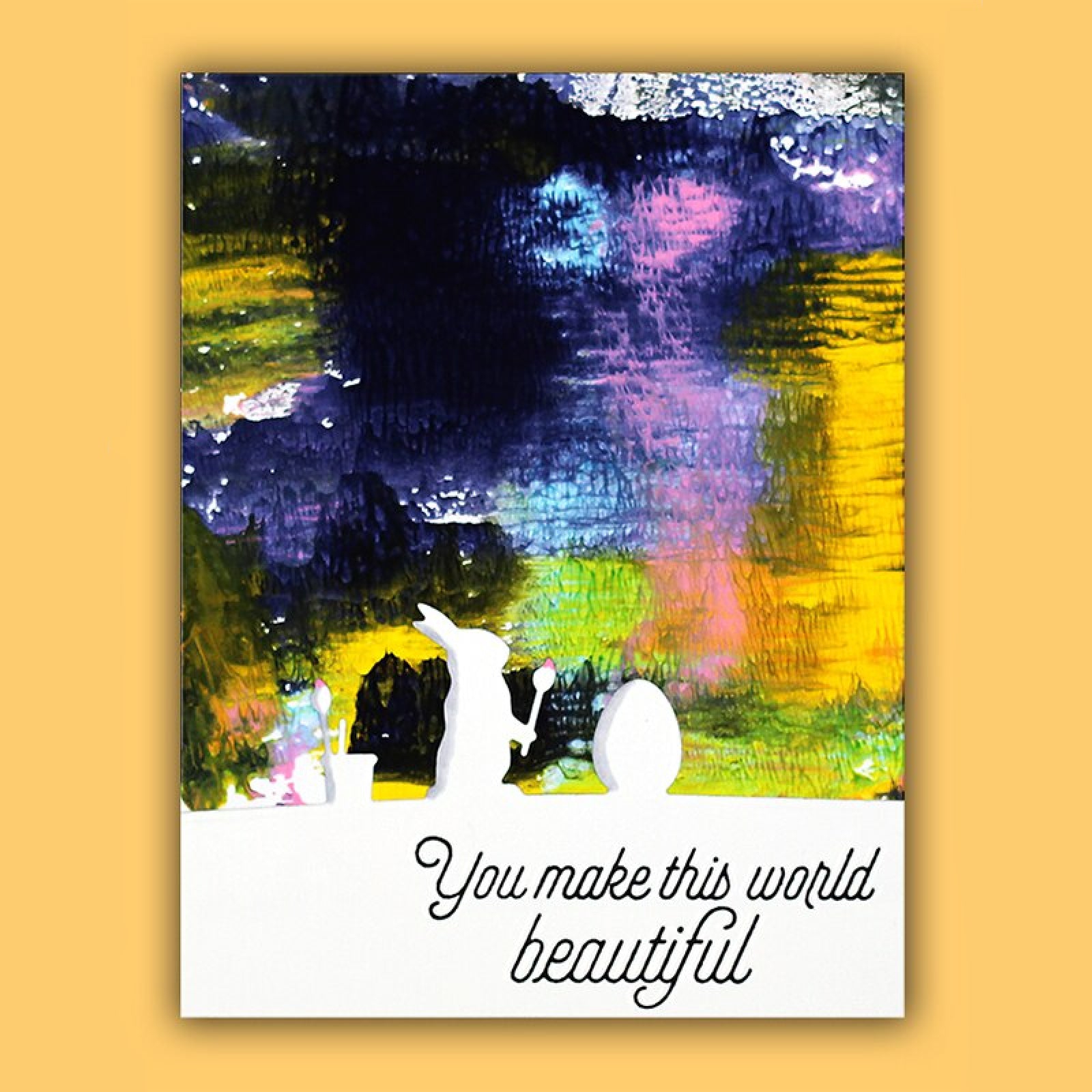 Easter Bunny Painter w Egg Silhouette Border Cutting Die