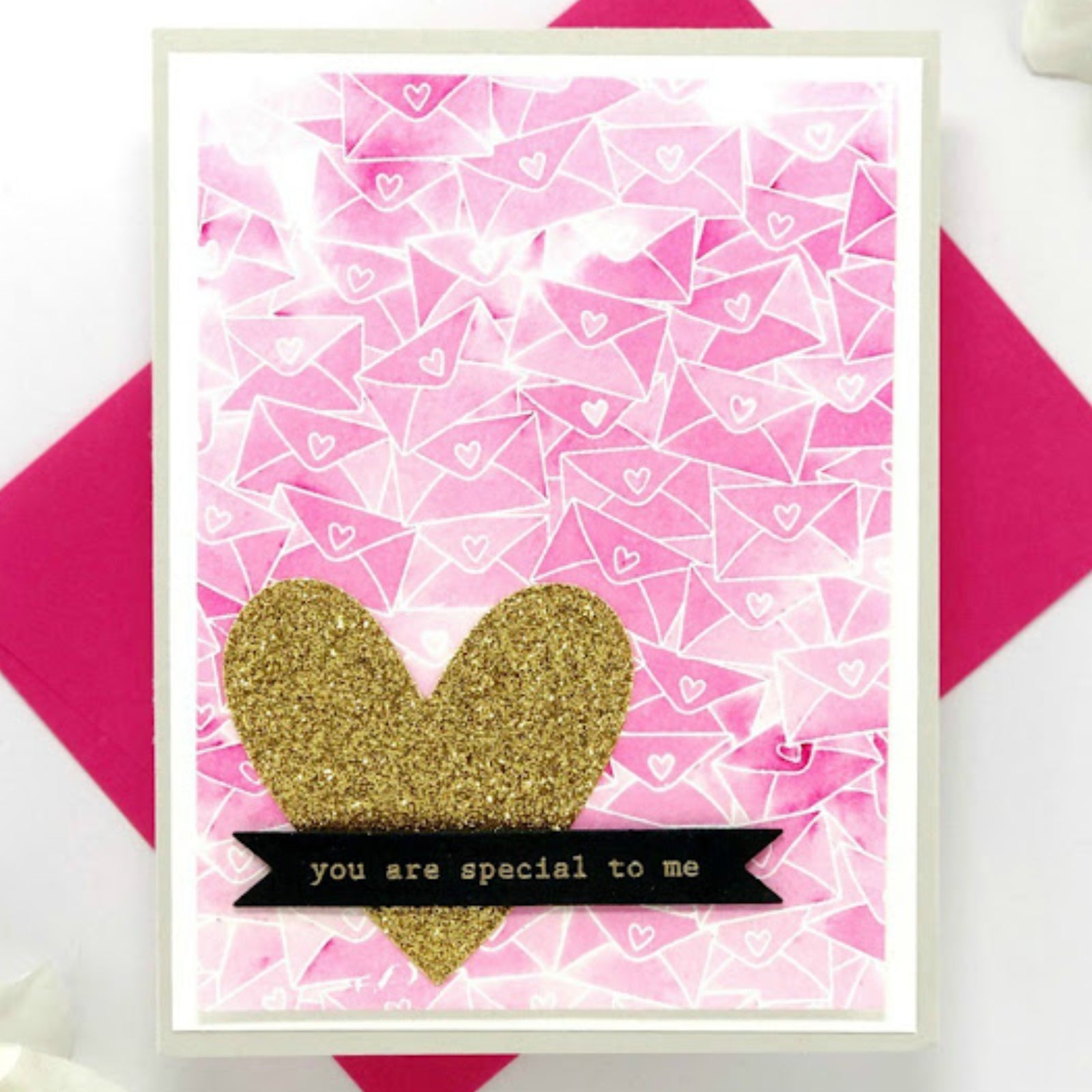 Sending Love Mail Envelopes Square Background Stamp