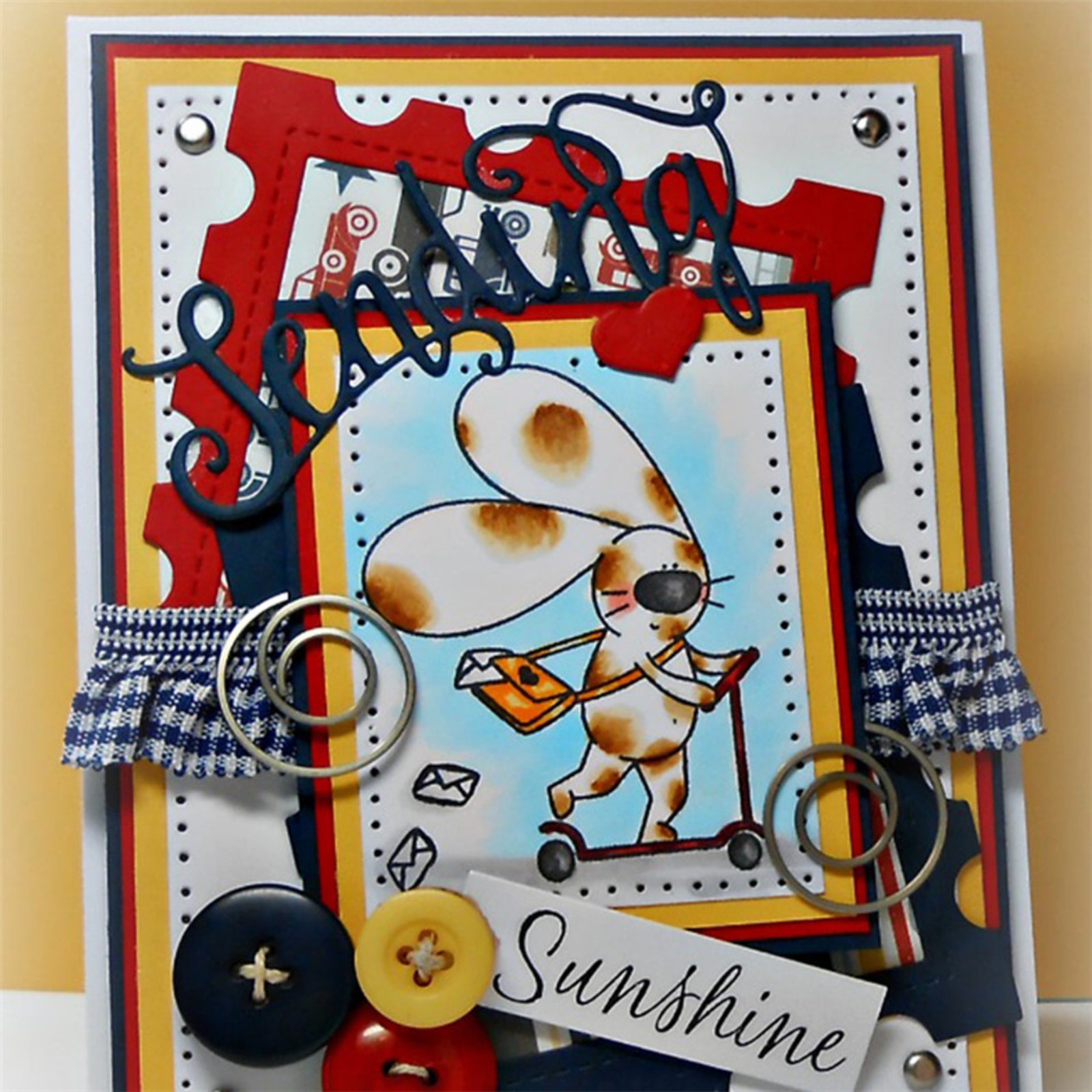 Postage Stamp Frames w Squares Stitched Nesting Cutting & Embossing Dies