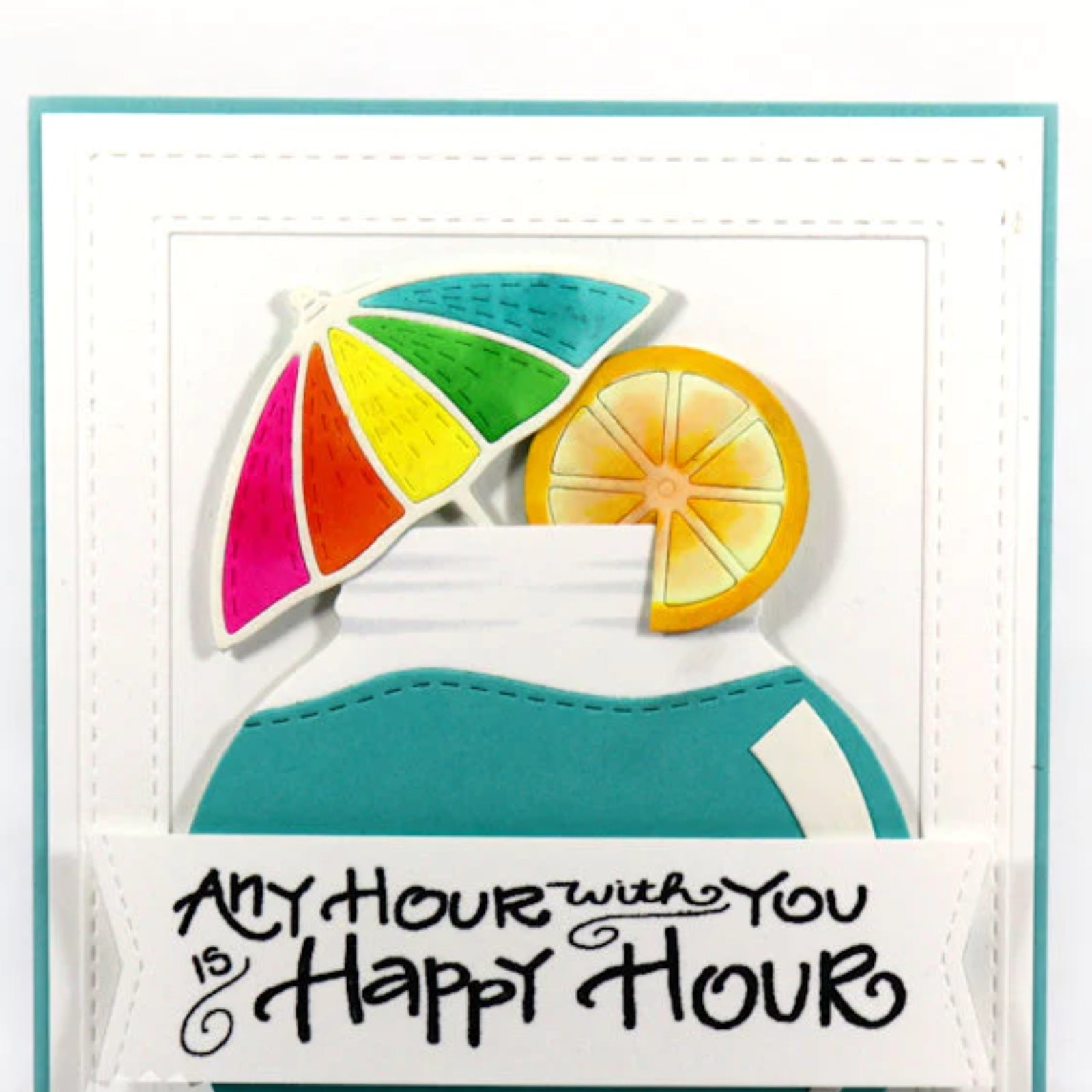 Stitched Flower Cart w Umbrella Cutting Die Set