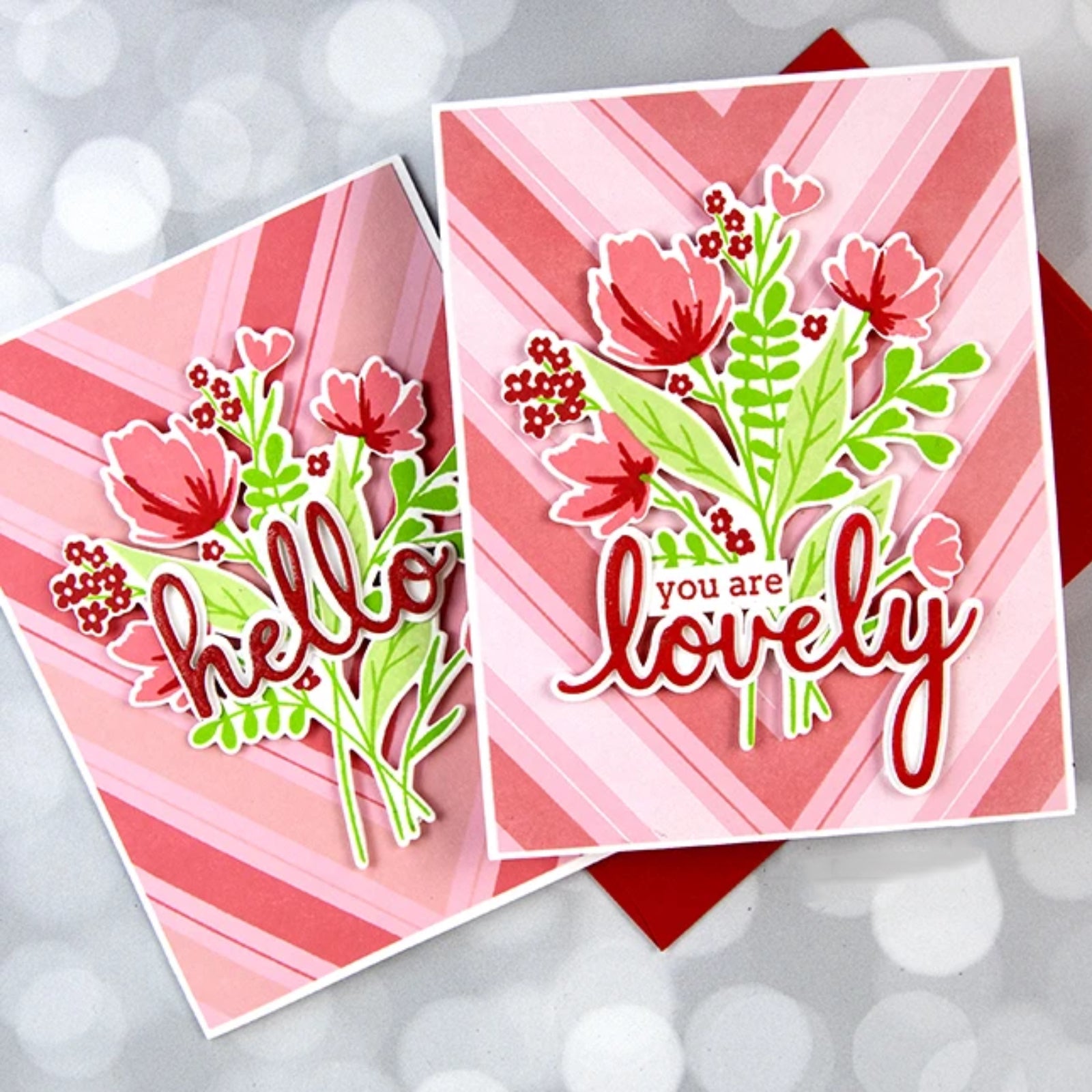 Hello Beautiful Sentiment Words w Shadows Cutting Dies