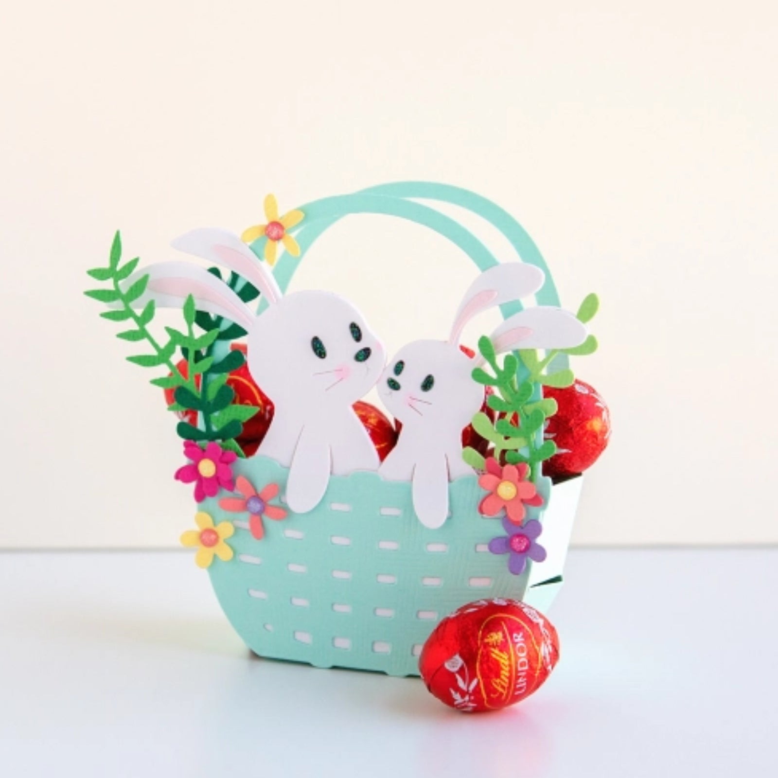 Easter Bunny Duo w 3D Basket & Foliage Cutting Dies