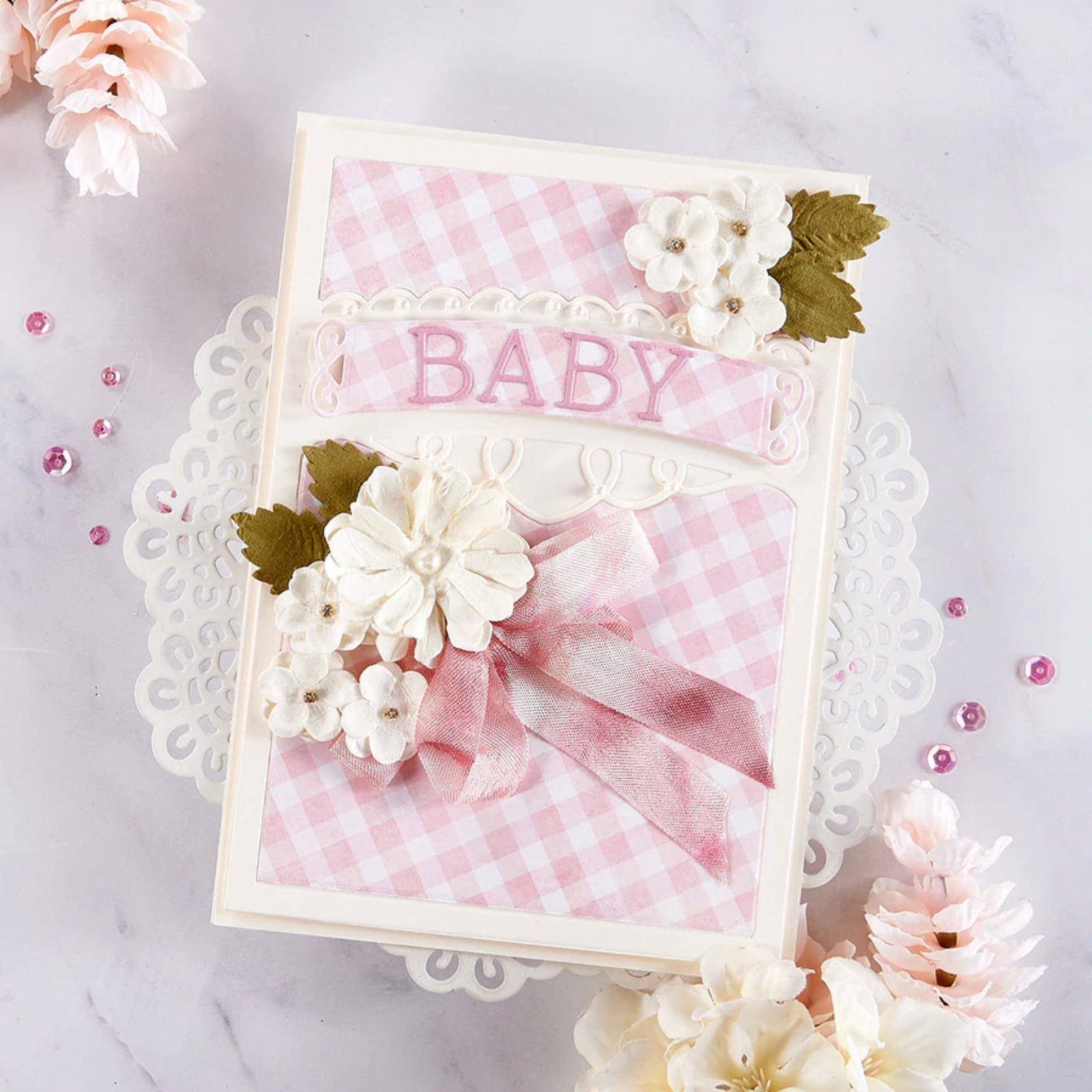 One of a Kind Banner Background w Alphabet Cutting & Embossing Dies