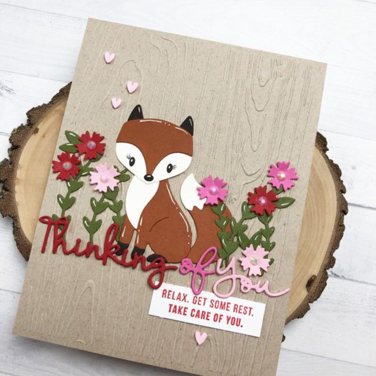 Happy for You Fox w Crown & Flora Cutting Dies