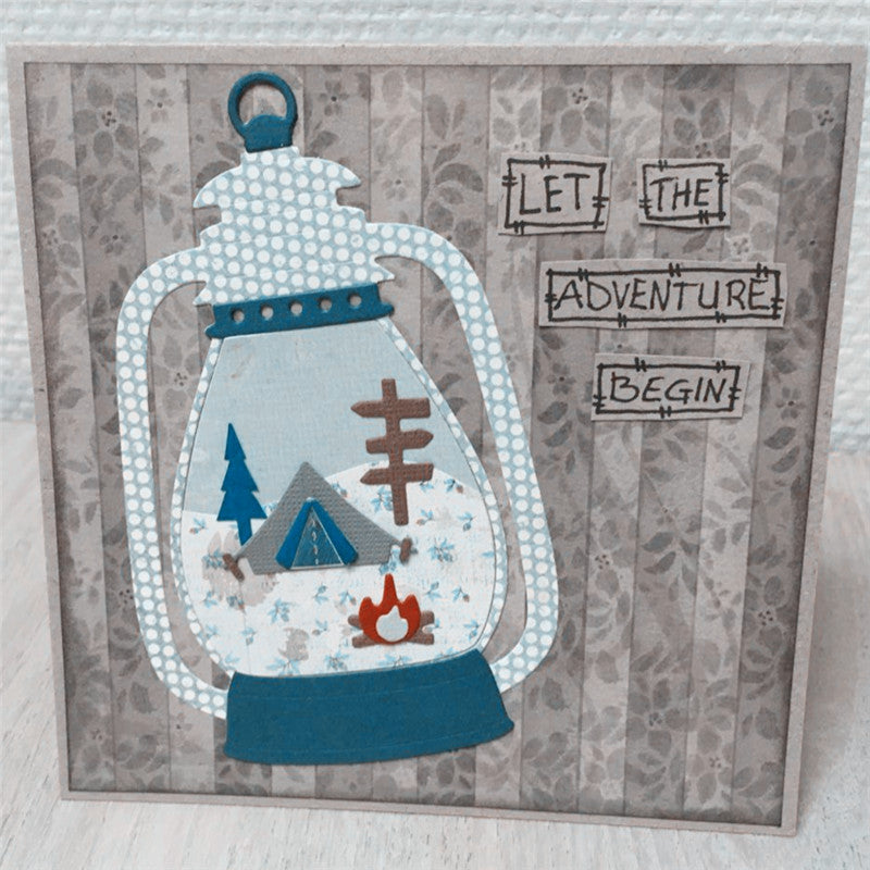 Lantern w Mini Camping Scene Cutting & Embossing Dies