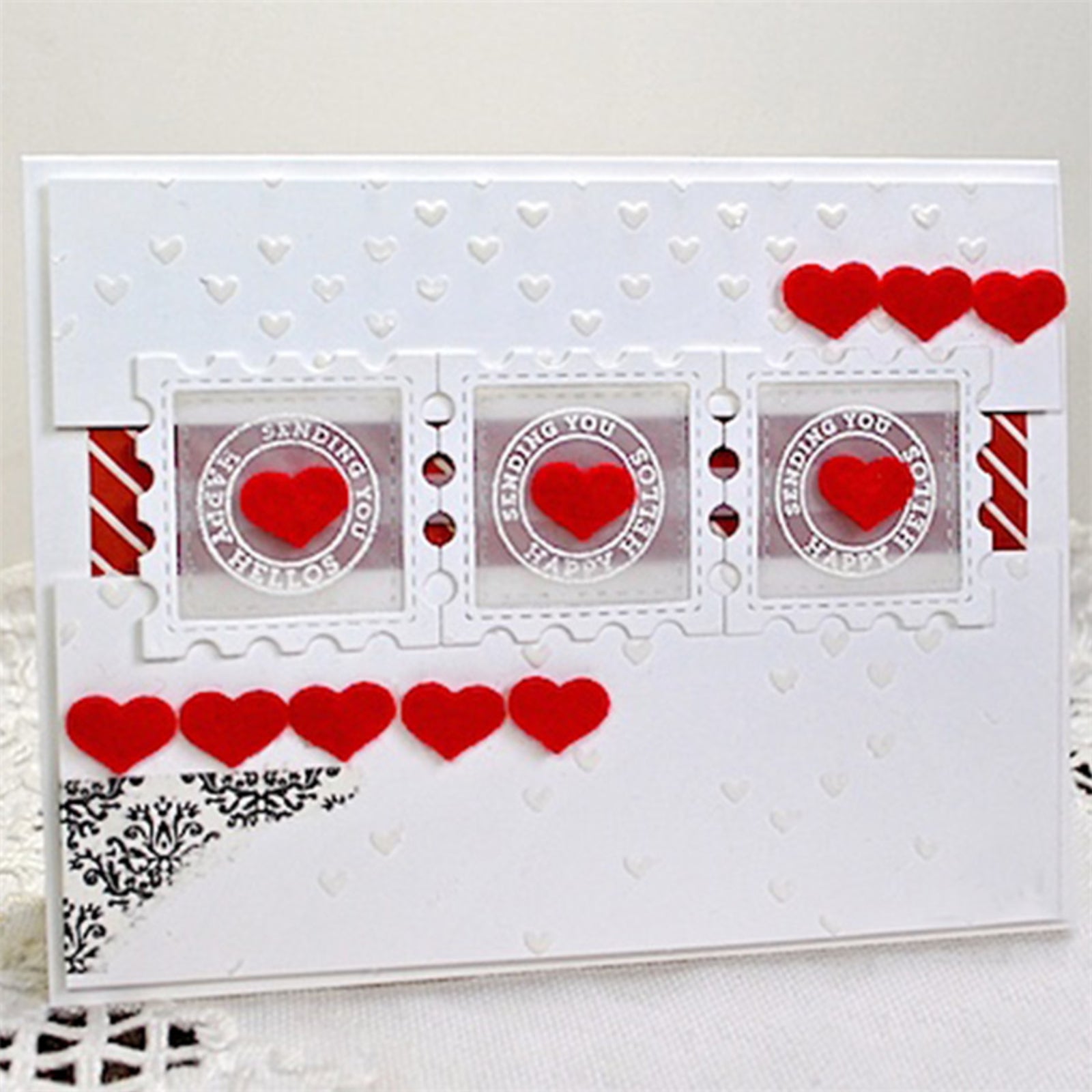 Postage Stamp Frames w Squares Stitched Nesting Cutting & Embossing Dies