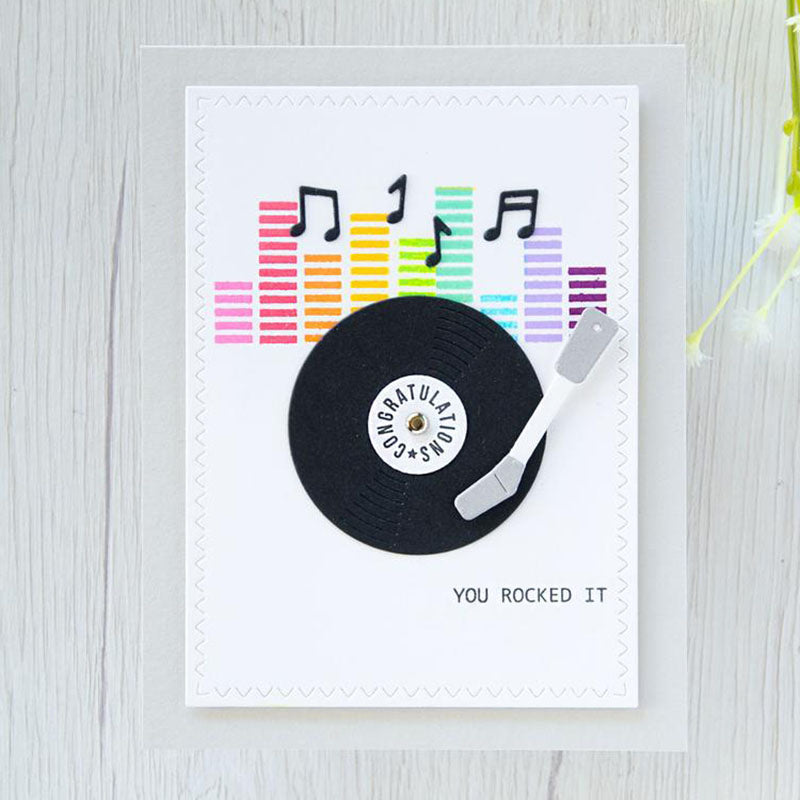 Classic Vinyl Music Record Cutting Dies with Coordinating Stamp Set
