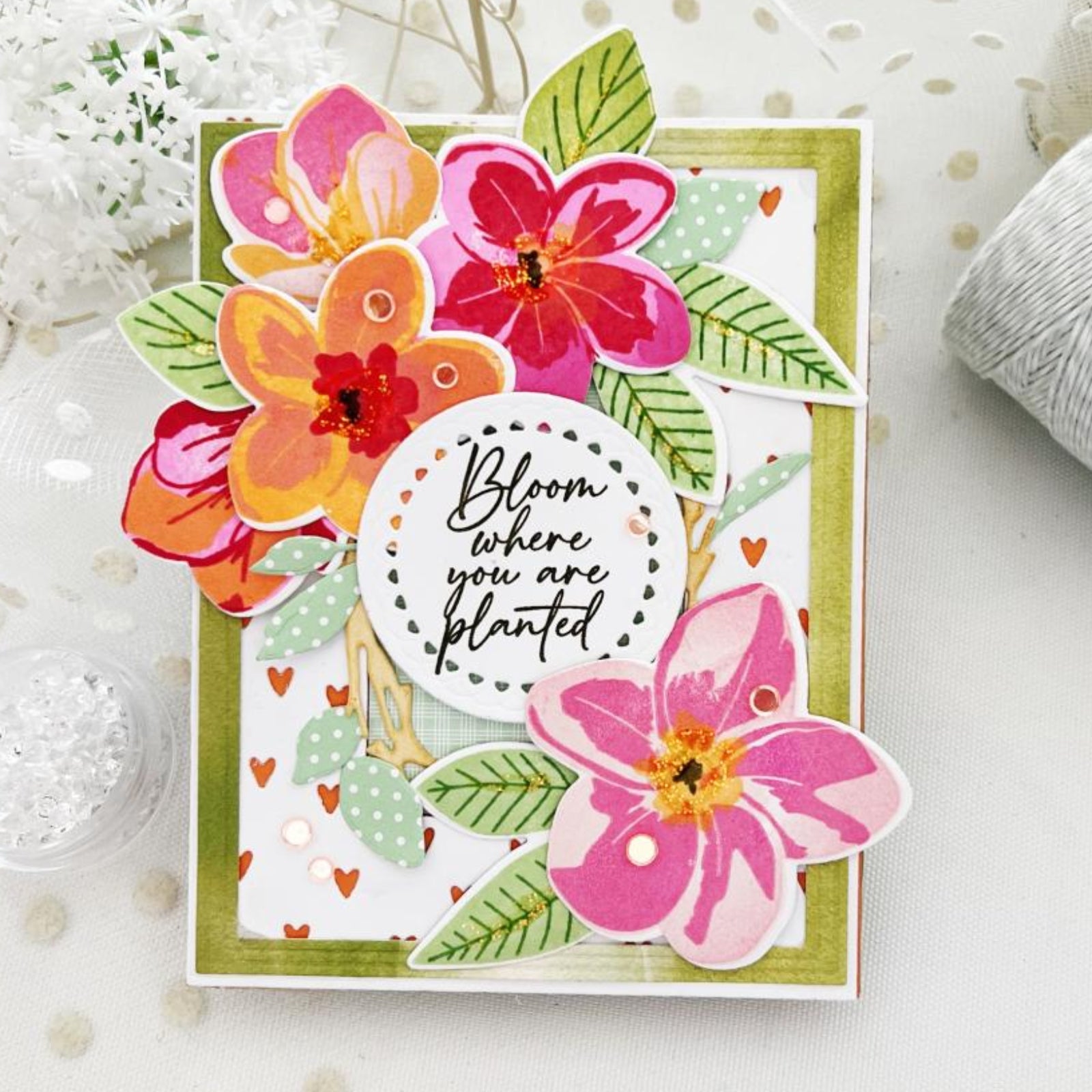 Falling Hearts Border Background Cutting Die