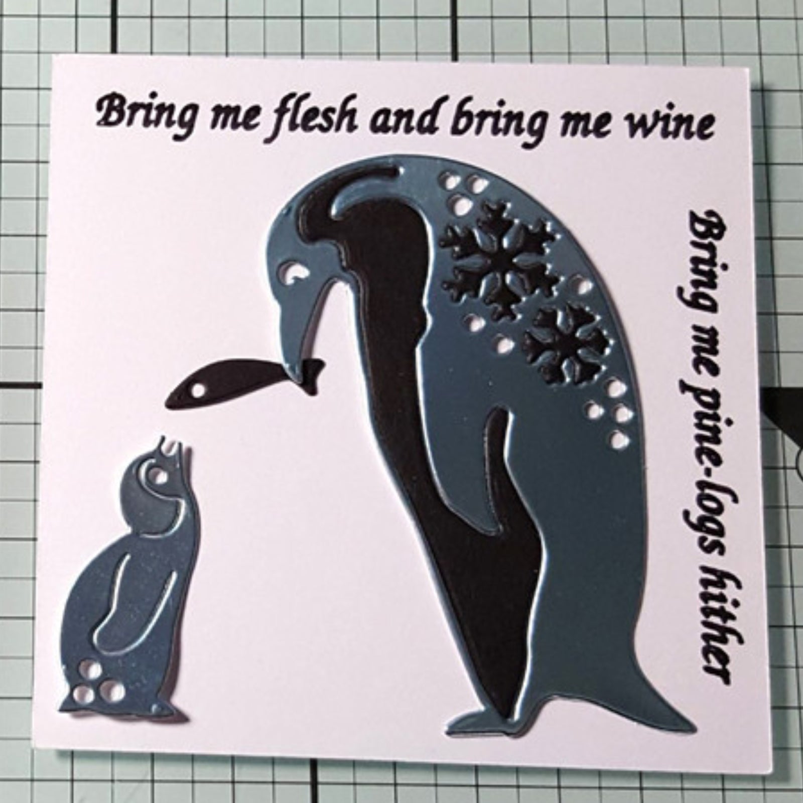 Parent & Baby Penguins w Snowflakes & Fish Cutting Dies