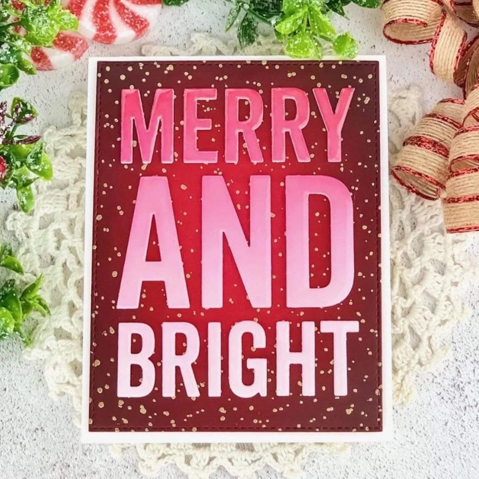 Merry And Bright Large Sentiment Words Cutting & Embossing Die
