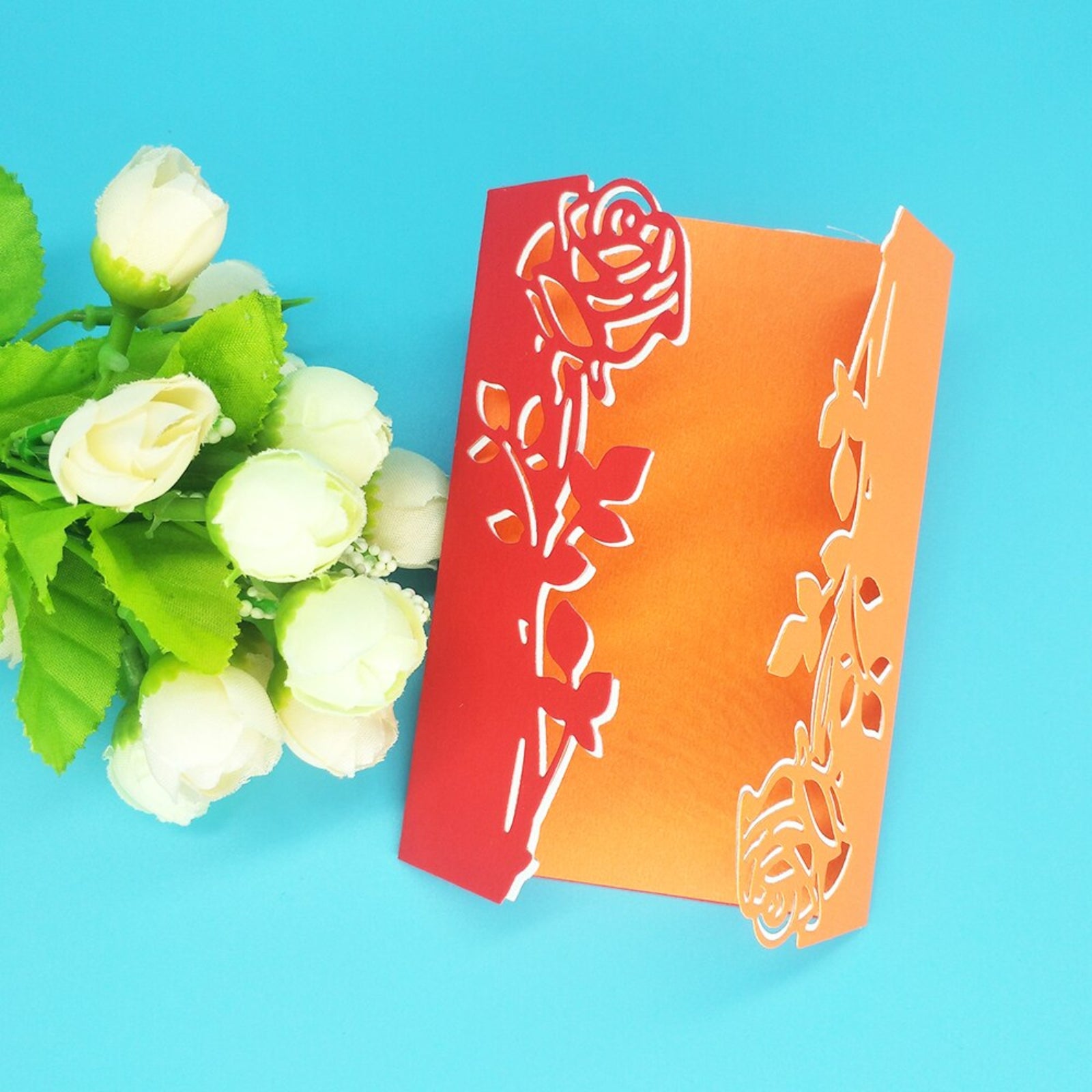 Rose Stem w Leaves Cutout Border Cutting Die