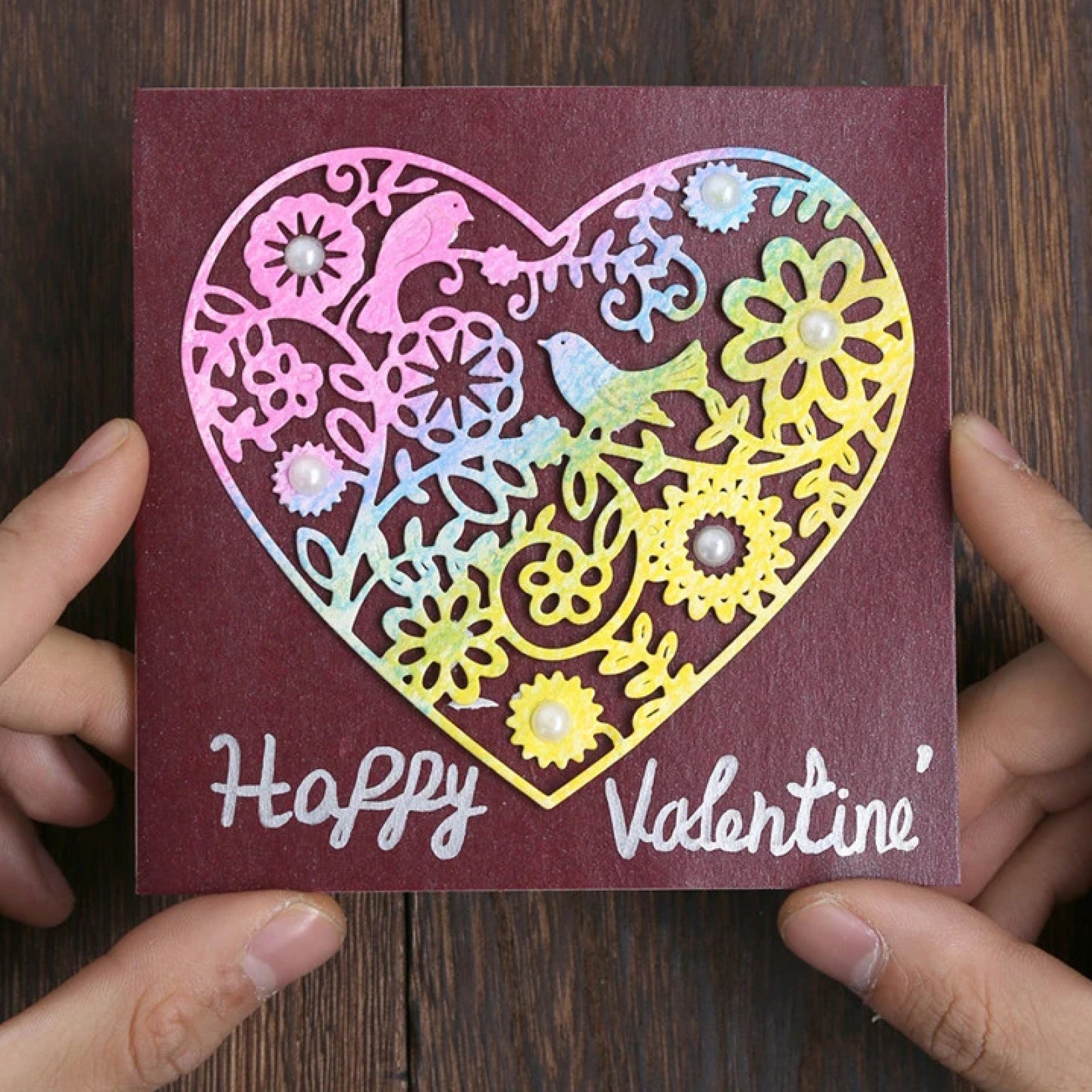 Large Floral Framed Heart w Bird Cutting Die