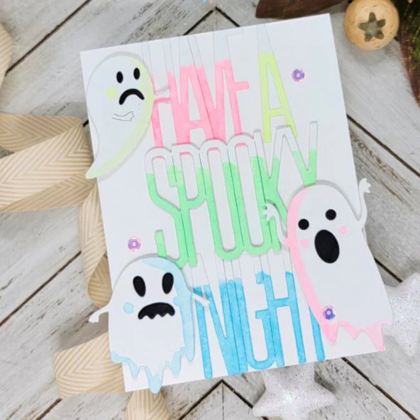 Have a Spooky Night Huge Slimline Sentiment w Shadow Cutting Dies