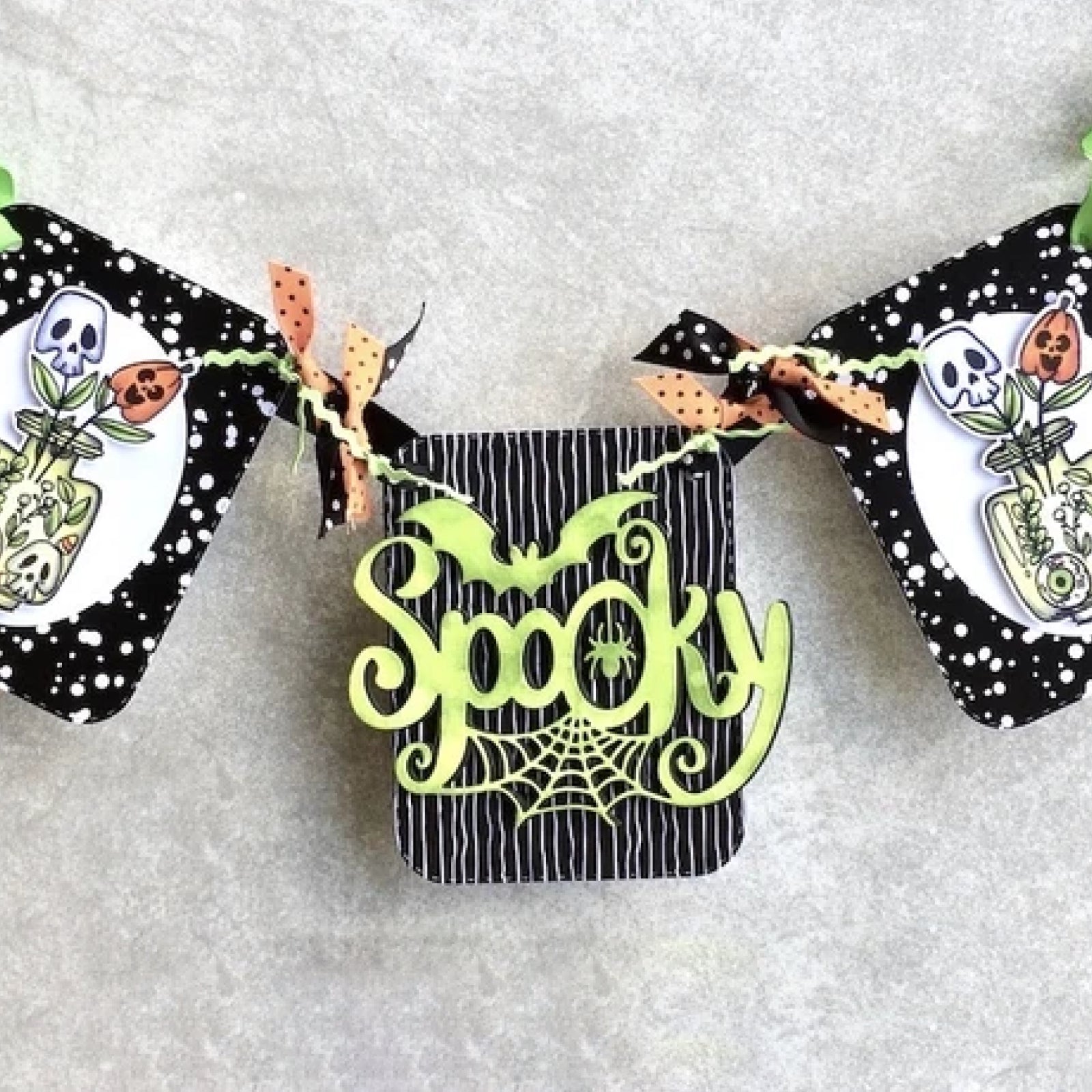 Big Spooky Word Cutting Die w Bat, Spider & Web