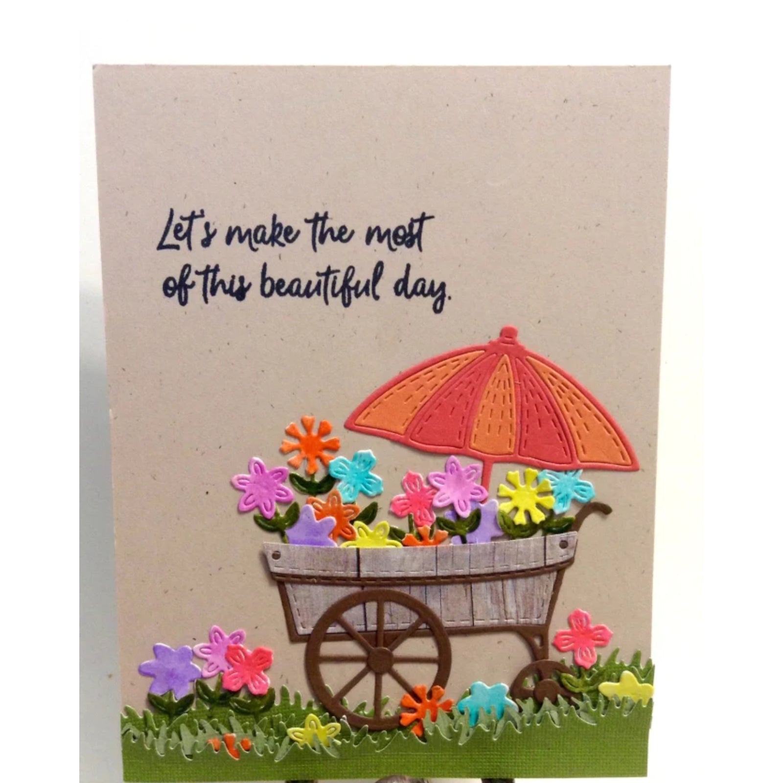 Stitched Flower Cart w Umbrella Cutting Die Set
