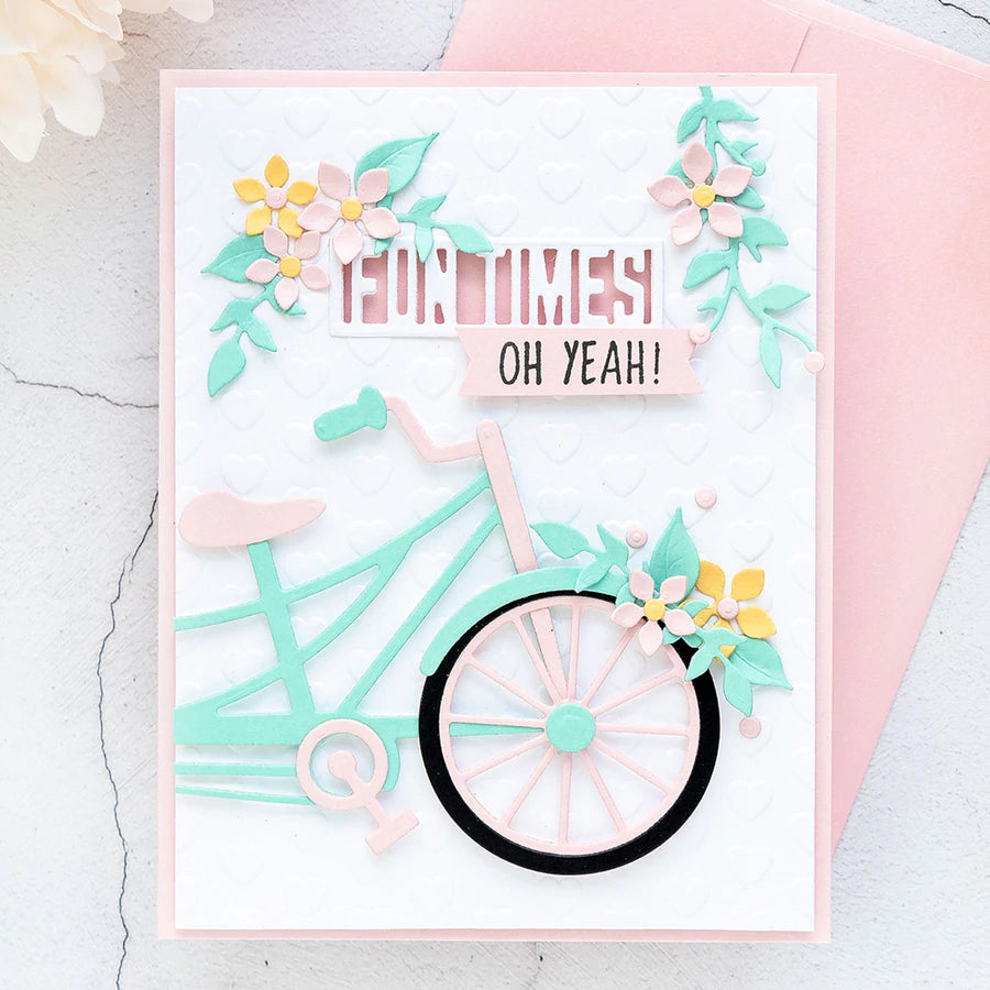 3D Bicycle with Basket and Word Decorations Cutting and Embossing Dies