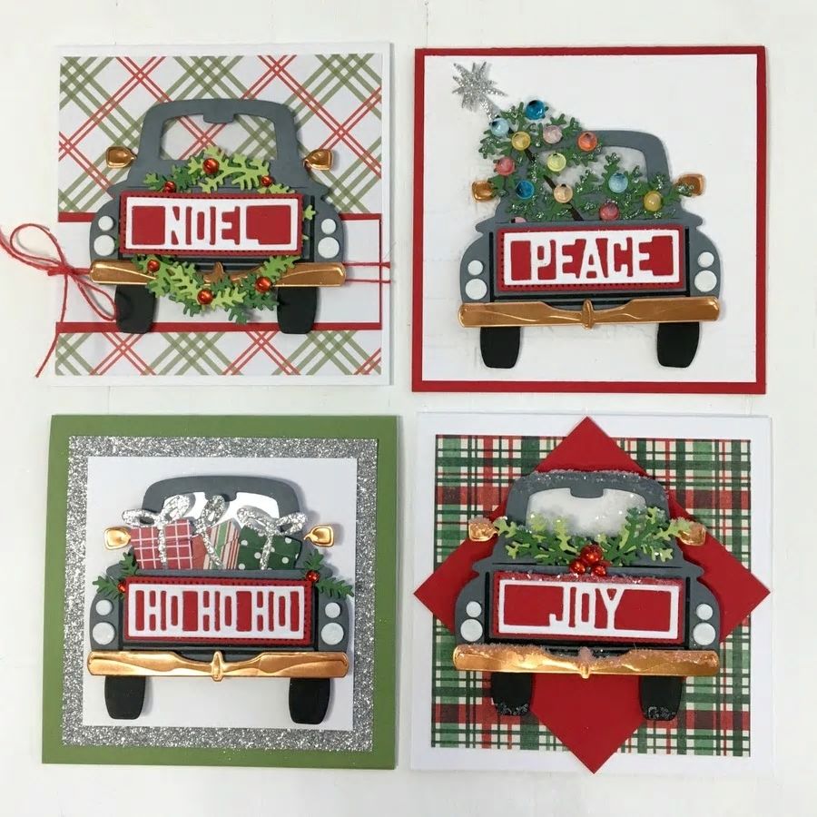 Vintage Truck w Sentiment License Plates Mega Cutting Die Set