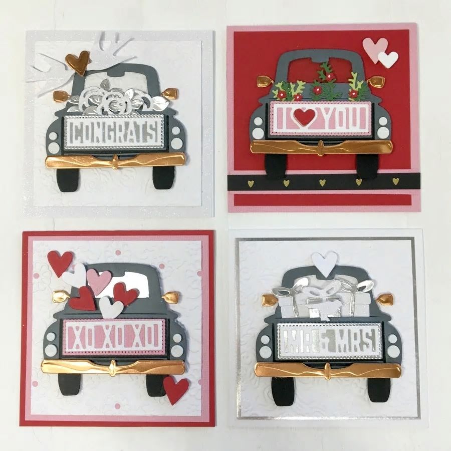 Vintage Truck w Sentiment License Plates Mega Cutting Die Set