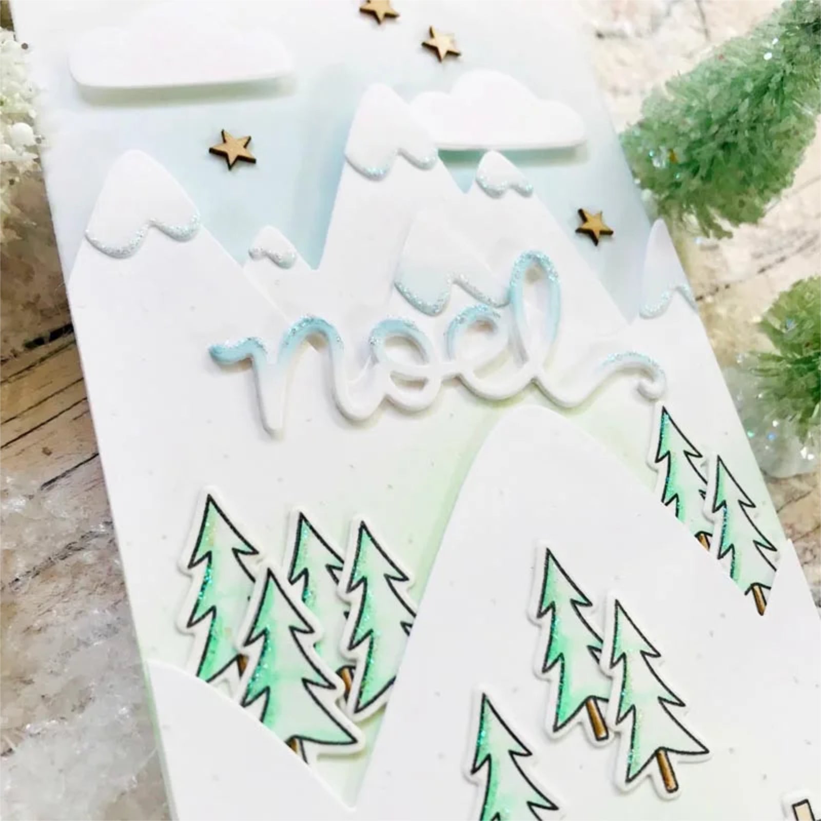 Xmas Trio Large Sentiment Words Cutting Dies #2 – Rejoice Joyful Noel