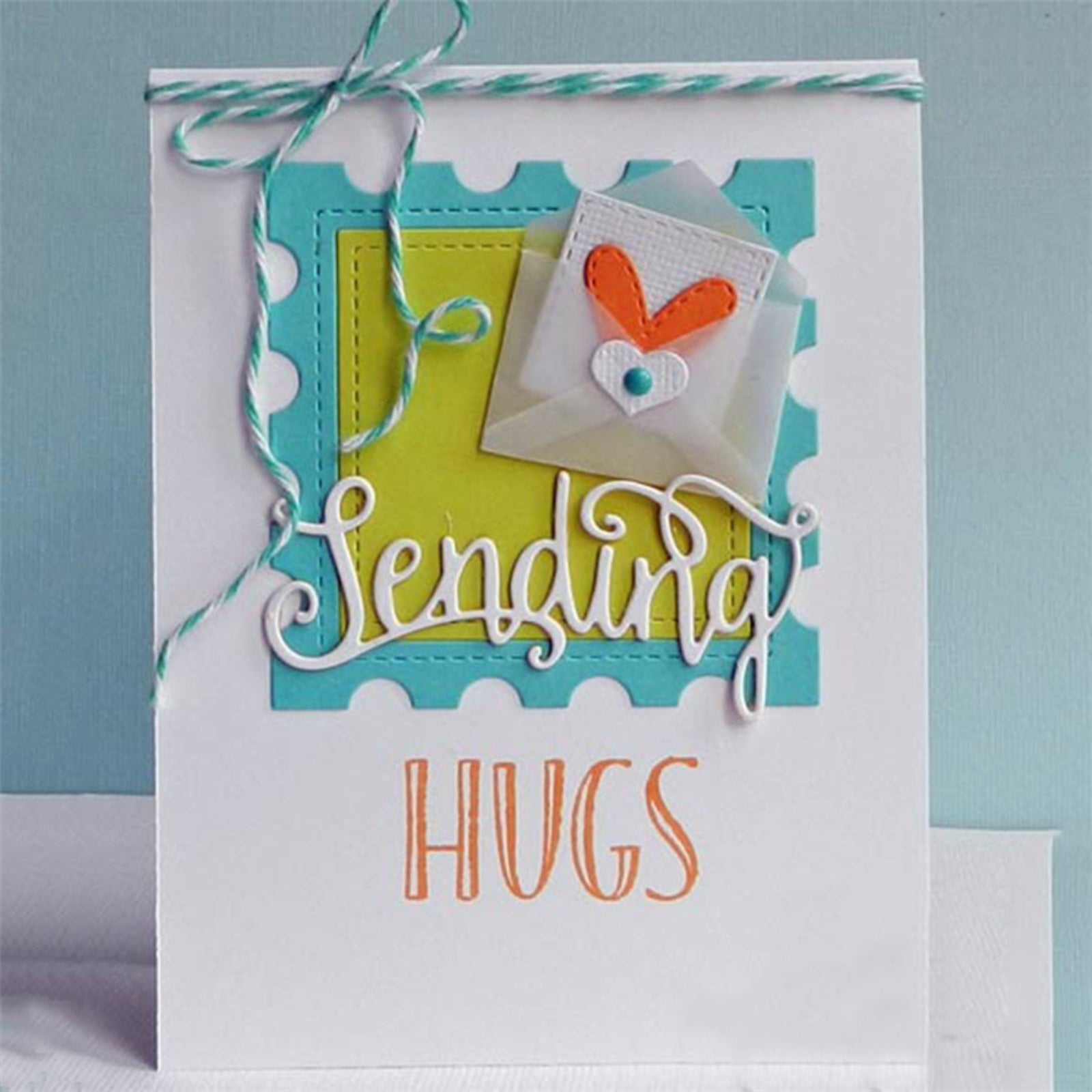 Postage Stamp Frames w Squares Stitched Nesting Cutting & Embossing Dies