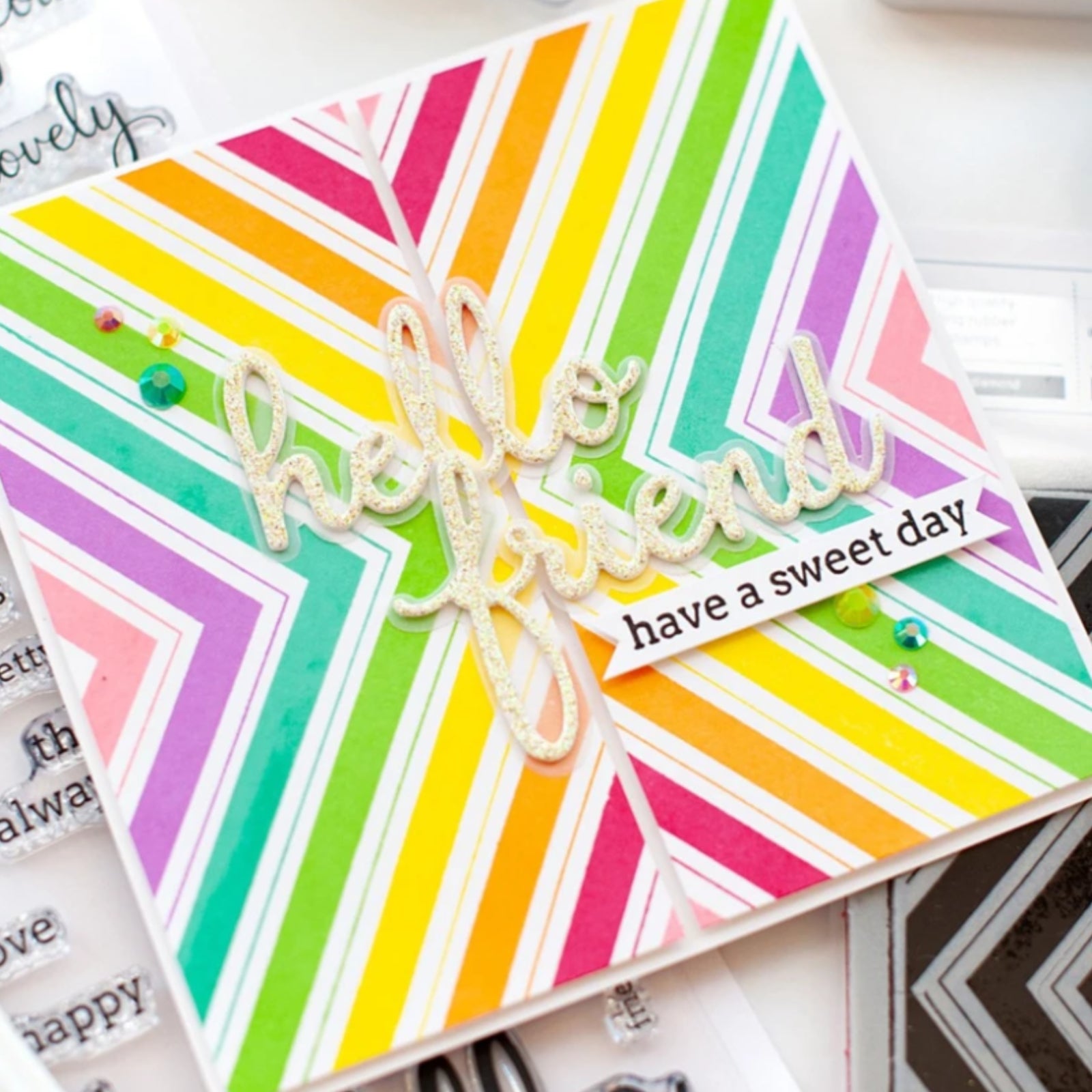 Hello Beautiful Sentiment Words w Shadows Cutting Dies