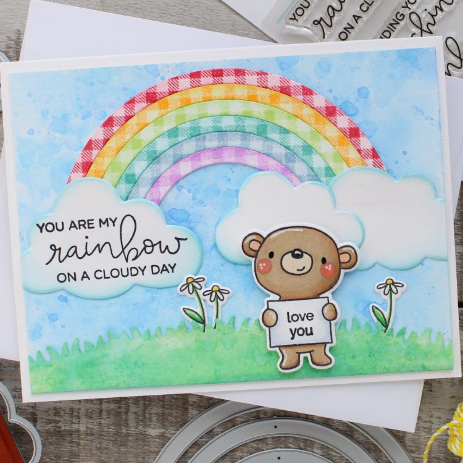Sending You Sunshine And Rainbows Happy Sentiment Phrases Stamp Set