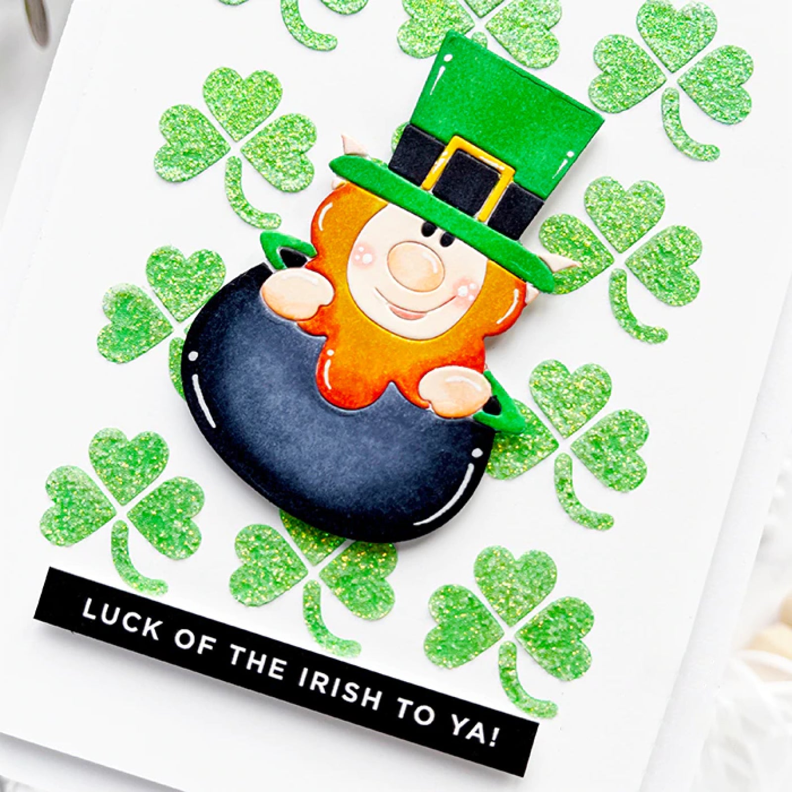 Leprechaun in Pot w Pipe Shamrock Horseshoe Cutting Dies